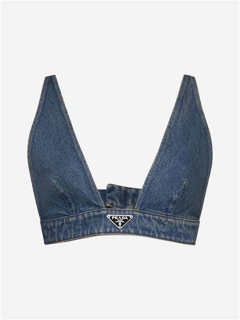 denim prada bra|Prada denim bra.